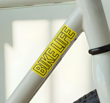 Vinilo bici vida en bicicleta con fondo amarillo - TenVinilo