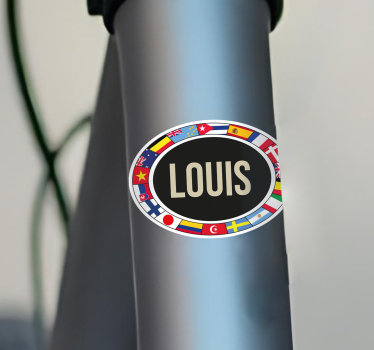 Vinilo bici banderas y texto personalizado - TenVinilo