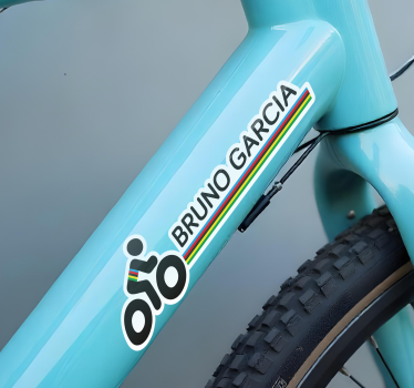 Vinilo bici colores y nombre del campeón mundial - TenVinilo