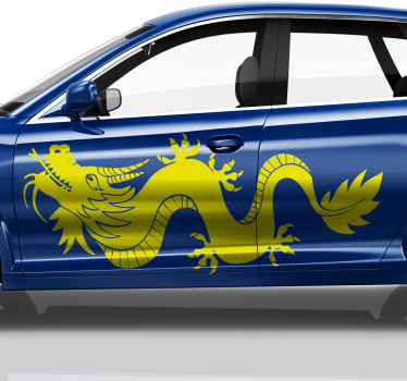 Pegatina coche dragón chino monocolor - TenVinilo