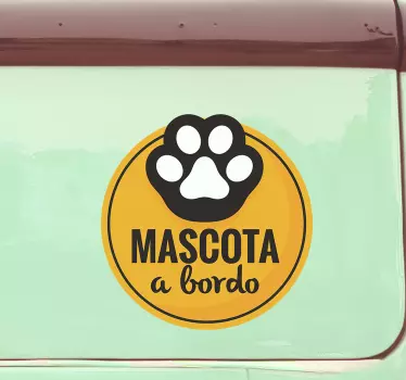 Pegatina coche mascota a bordo huella de perro - TenVinilo