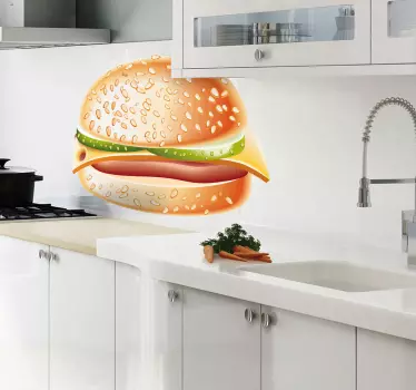 Pegatina deliciosa hamburguesa - TenVinilo