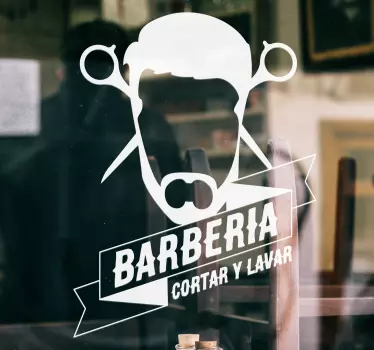 Pegatina moda barbería con hombre  - TenVinilo