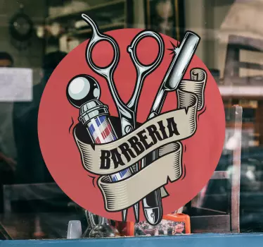 Pegatina moda Peluquería con escudo - TenVinilo
