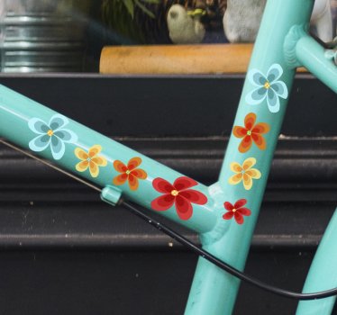 Pegatina para bicicleta pack de flores coloridas - TenVinilo