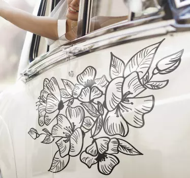 Pegatina para bodas coche filigranas florales - TenVinilo