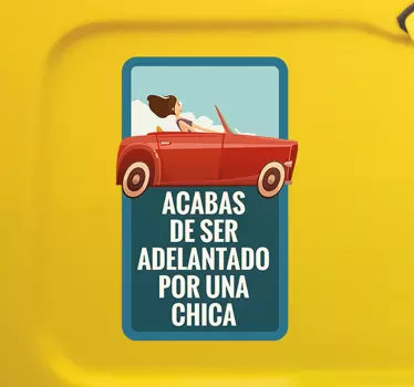 Pegatina para coche adelantado por una chica - TenVinilo