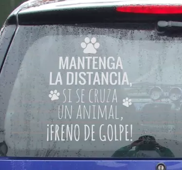 Pegatina coche distancia animales - TenVinilo