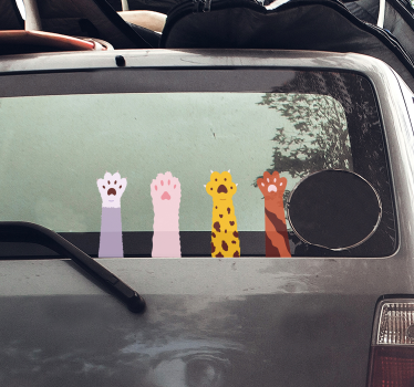 Pegatina para coches patas gato coloridas - TenVinilo