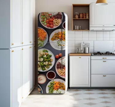 Vinilo para nevera tazones con comida - TenVinilo