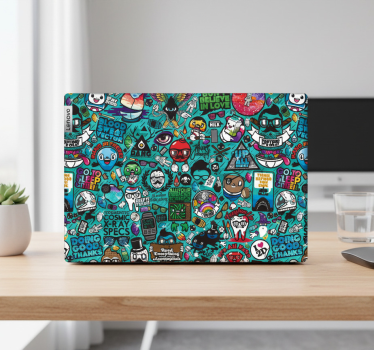 Pegatina para portátil skin de doodle bomb de dibujos - TenVinilo
