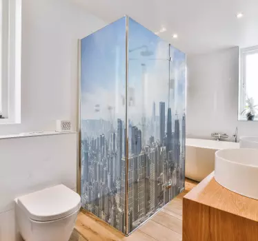 Pegatina personalizada skyline Ducha del horizonte de la ciudad - TenVinilo