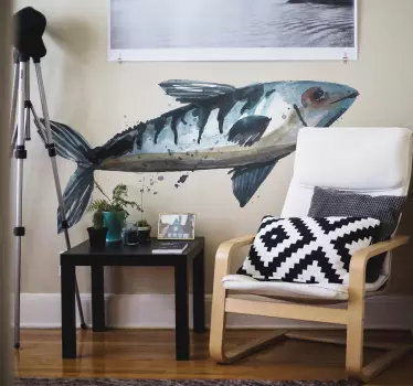Pegatina pez pescado azul abstracto - TenVinilo
