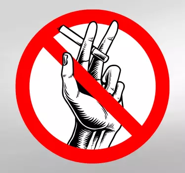 Pegatina prohibido fumar mano con cigarro - TenVinilo