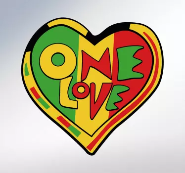 Pegatina rasta corazón one love - TenVinilo
