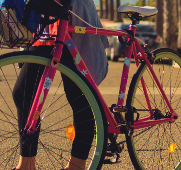 Pegatinas bicicleta conjunto de flores coloridas - TenVinilo