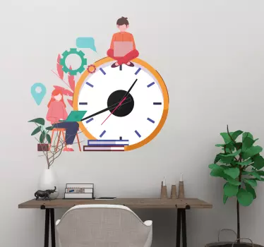 Reloj vinilo pared Concepto de gestión del tiempo dibujado a mano - TenVinilo