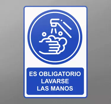 Señalética autoadhesiva lavado de manos obligatorio - TenVinilo
