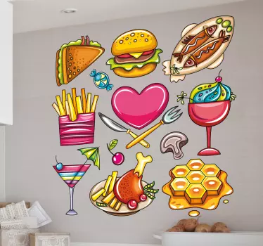 Sticker adhesivos varios manjares - TenVinilo