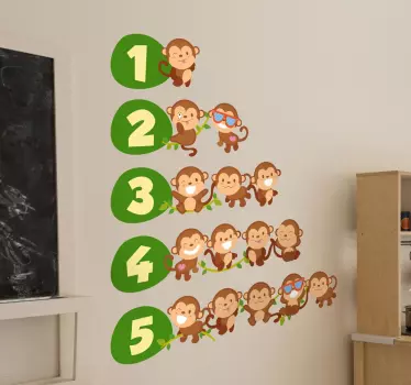 Sticker infantil números del uno al cinco - TenVinilo