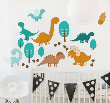 Sticker infantil paisaje jurásico - TenVinilo