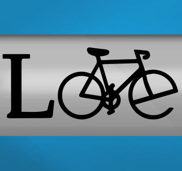Sticker para bicicleta frase love en forma bici - TenVinilo