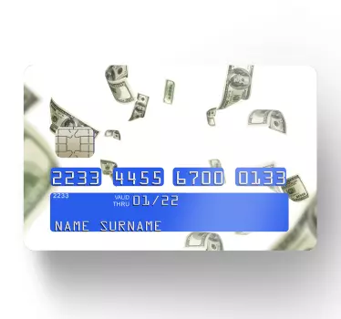 Sticker para tarjeta billetes de dólar flotantes - TenVinilo