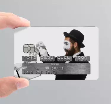 Sticker para tarjeta de crédito payaso con dinero - TenVinilo