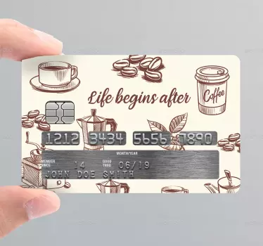 Sticker para tarjeta diseño de café - TenVinilo