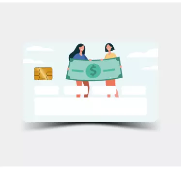Sticker para tarjeta dos mujeres con dinero - TenVinilo