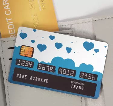 Sticker para tarjeta patrón de nubes con corazones - TenVinilo