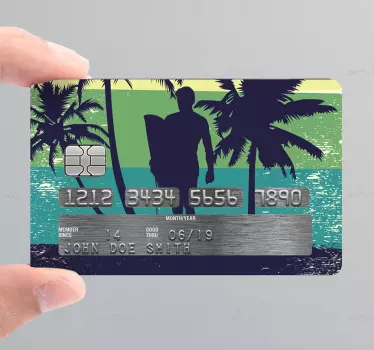 Sticker para tarjeta silueta de surfista - TenVinilo