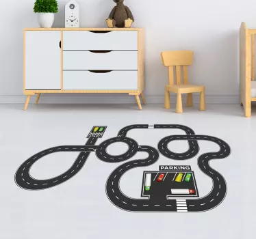 Pegatina para suelo circuito coches infantil - TenVinilo