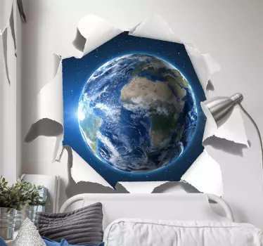 Vinilo 3d efecto óptico sol sobre tierra - TenVinilo