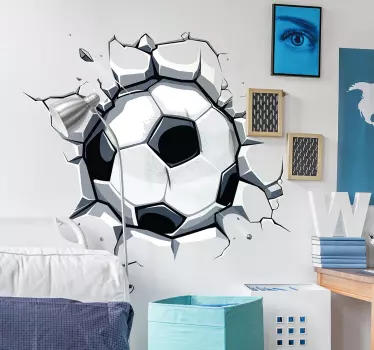 Vinilo para pared infantil 3D pelota de fútbol - TenVinilo