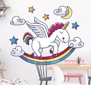 Vinilo adhesivo arcoiris con unicornio fantasía - TenVinilo