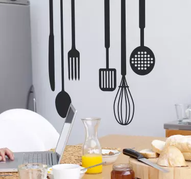 Vinilo decorativo de cocina de herramientas de cocina - TenVinilo