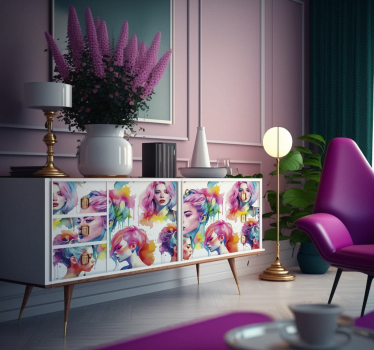Vinilo para mueble mujer acuarela - TenVinilo