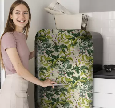 Vinilo decorativo para nevera de flores - TenVinilo