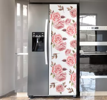 Vinilo decorativo para nevera de rosas - TenVinilo