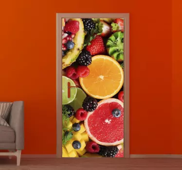 Vinilo adhesivo puerta de frutas multicolor - TenVinilo