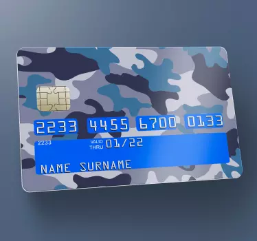 Pegatina para tarjeta de crédito camuflaje azul - TenVinilo