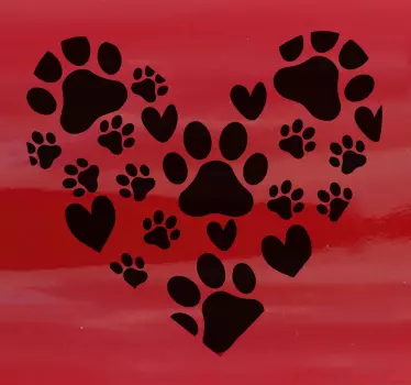 Pegatina para coche huellas de mascota corazón - TenVinilo