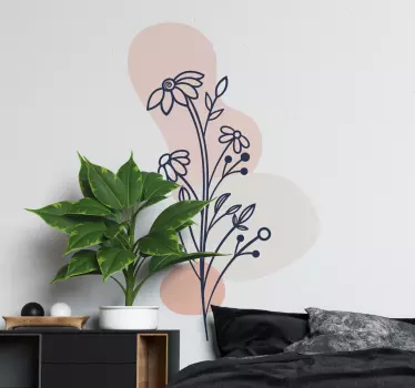 Vinilo arte lineal floral - TenVinilo