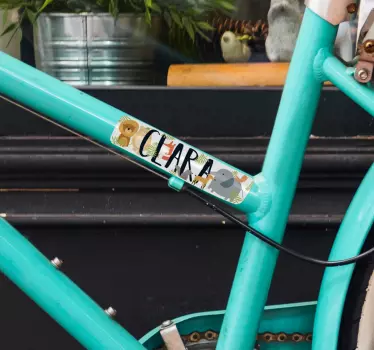 Vinilo para bicicleta animales con nombre - TenVinilo