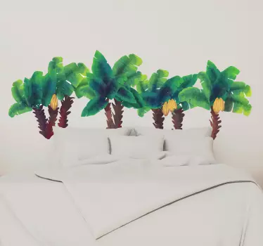 Vinilo dormitorio palmera acuarela - TenVinilo