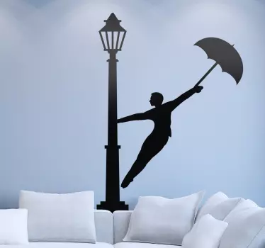 Vinilo cantando bajo la lluvia silueta - TenVinilo