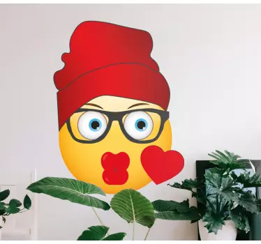 Vinilo carácter de emoji besando - TenVinilo
