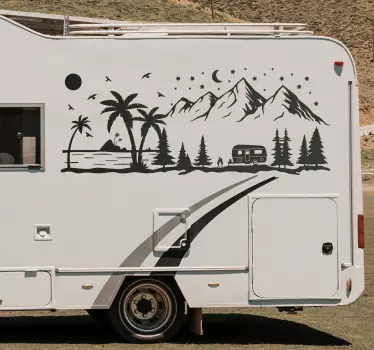 Pegatina caravana playa y montaña - TenVinilo