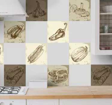 Azulejos adhesivos vintage alimentación - TenVinilo
